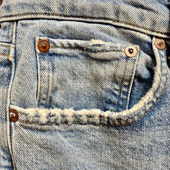 Agolde Merrel Straight Mid Rise Jeans Astray Womens 32 Light Wash Raw Hem Ankle - Picture 9 of 15